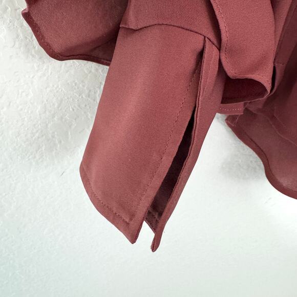 Veronica Beard Womens Mia Blouse Size 2 100% Silk Ruffle Cut Out Terracotta - Picture 4 of 10